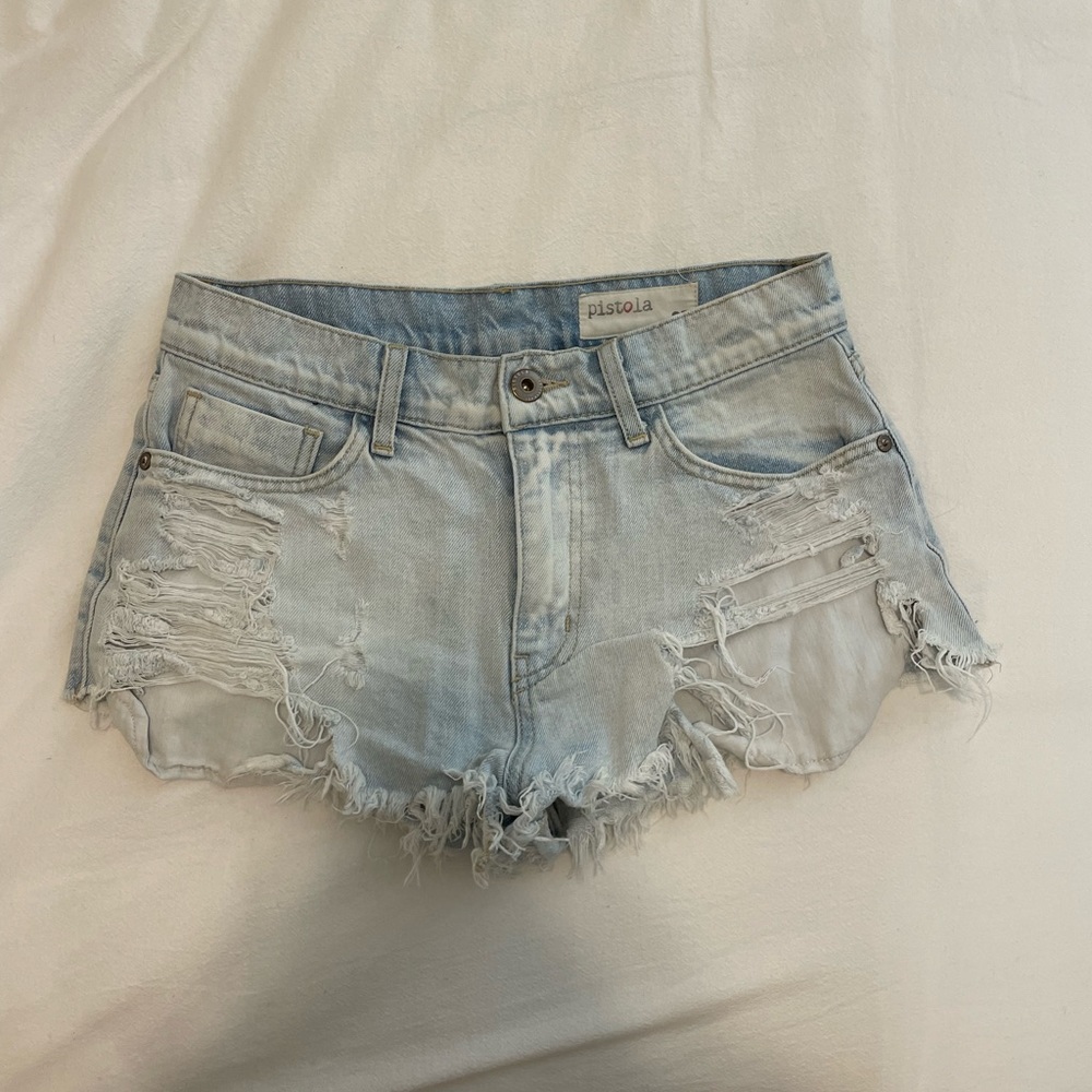 Pistols Light Wash Jean Shorts